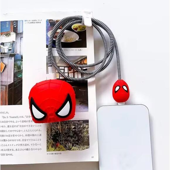 Spider Man iPhone Charger Cover Cable Protectors P12 - Picture 1 of 4
